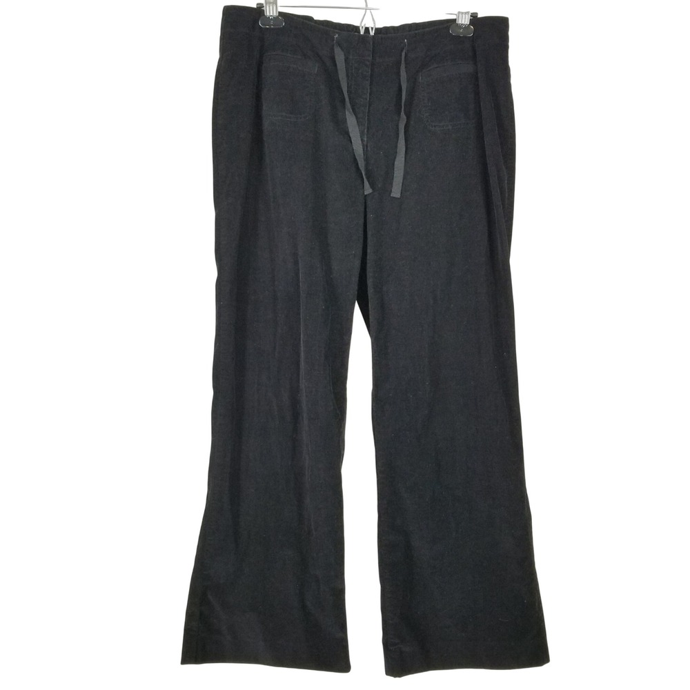 J. Jill Black Corduroy Stretch Wide Leg Drawstring Pants Women Sz 14 Y2K